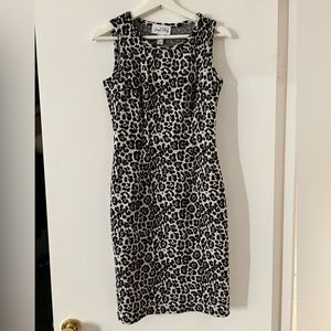 Joseph Ribkoff leopard pencil dress black brown size 4